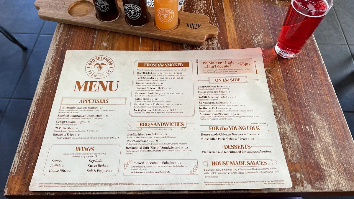 Menu, Bad Shepherd Brewing Co.
