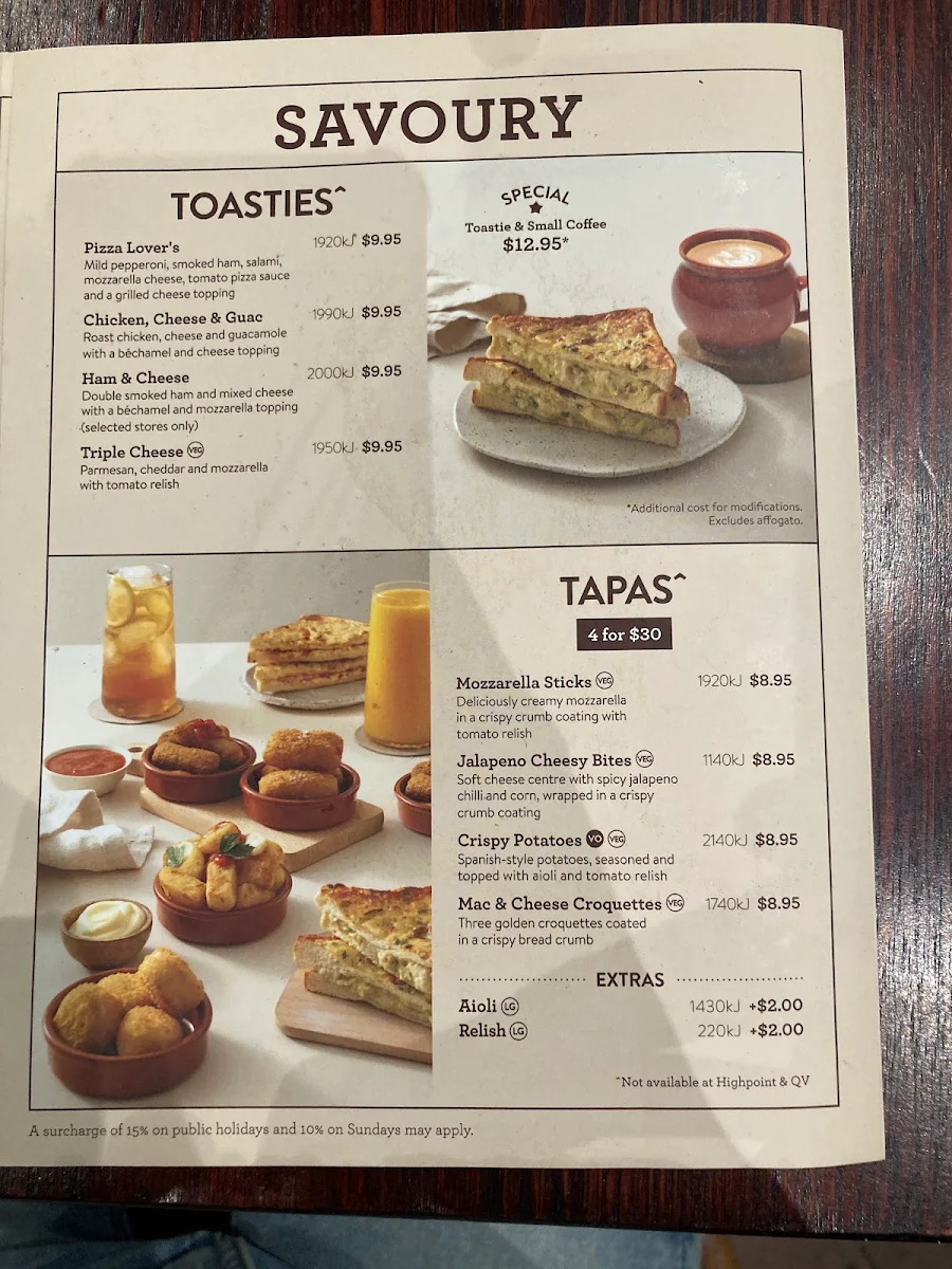 Menu, San Churro Fremantle