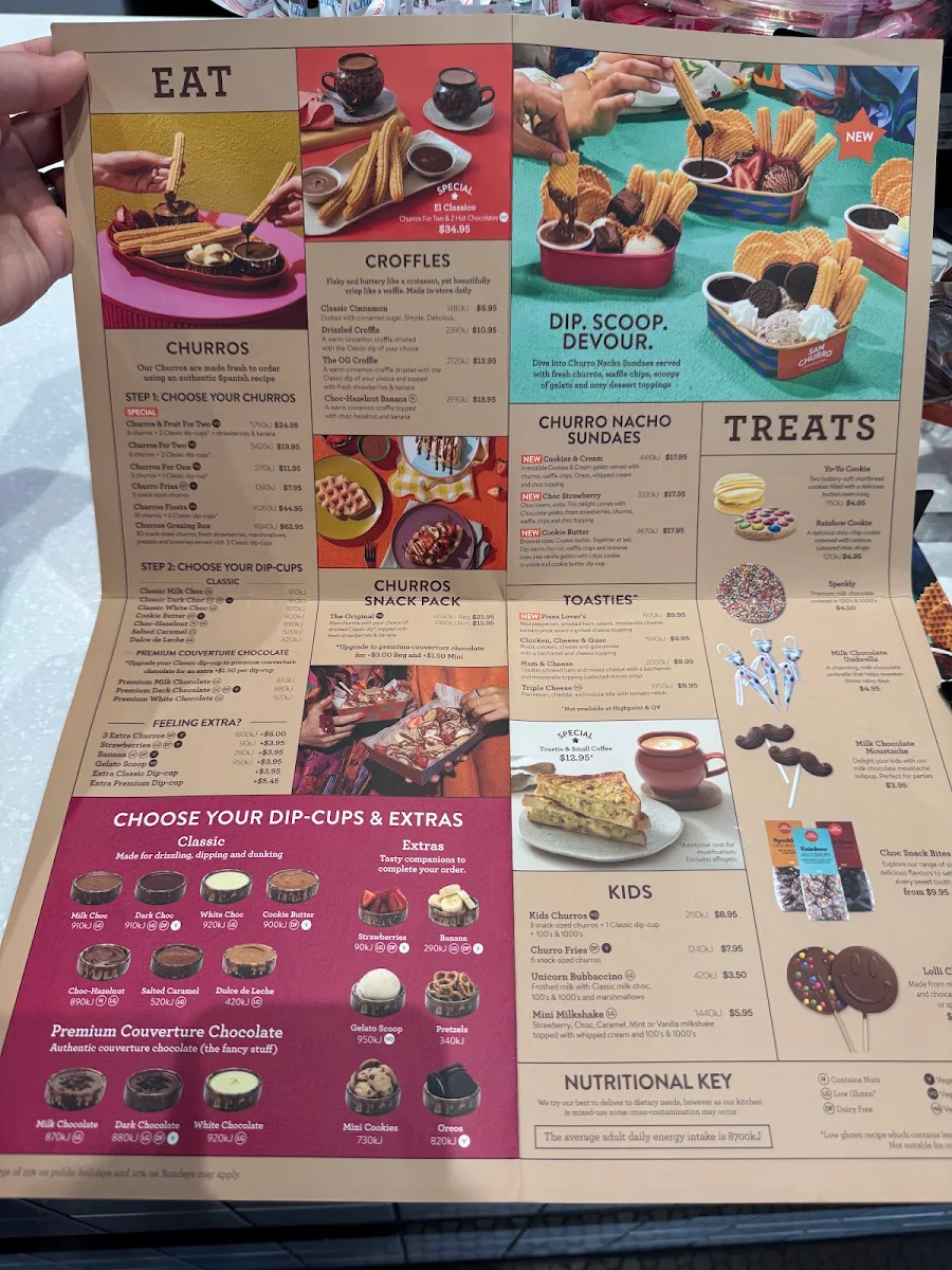 Menu, San Churro Fremantle