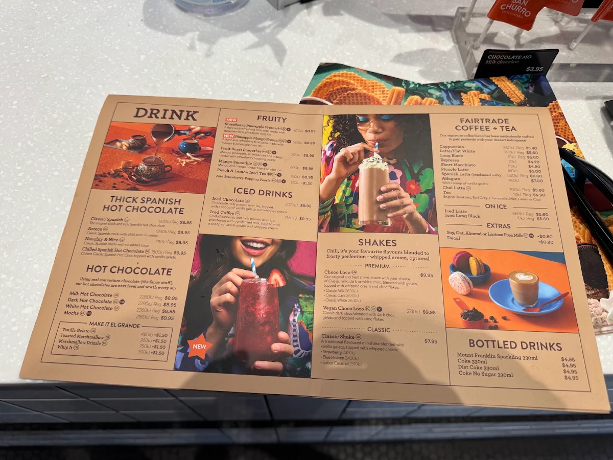 Menu, San Churro Fremantle