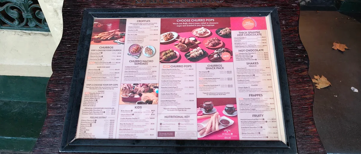 Menu, San Churro Fremantle