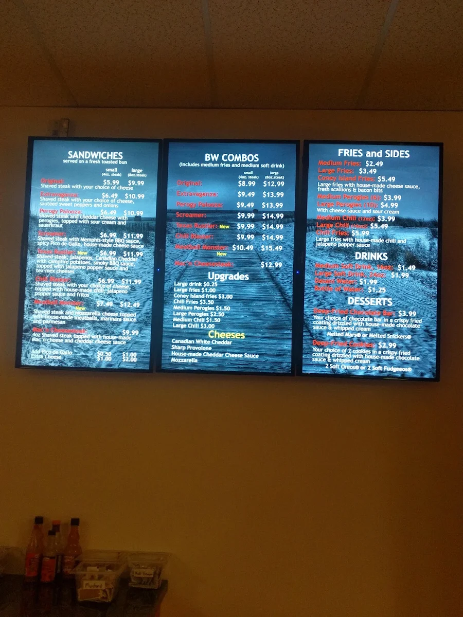 Menu, Boardwalk Cheesesteaks