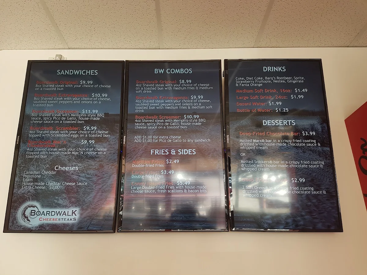 Menu, Boardwalk Cheesesteaks