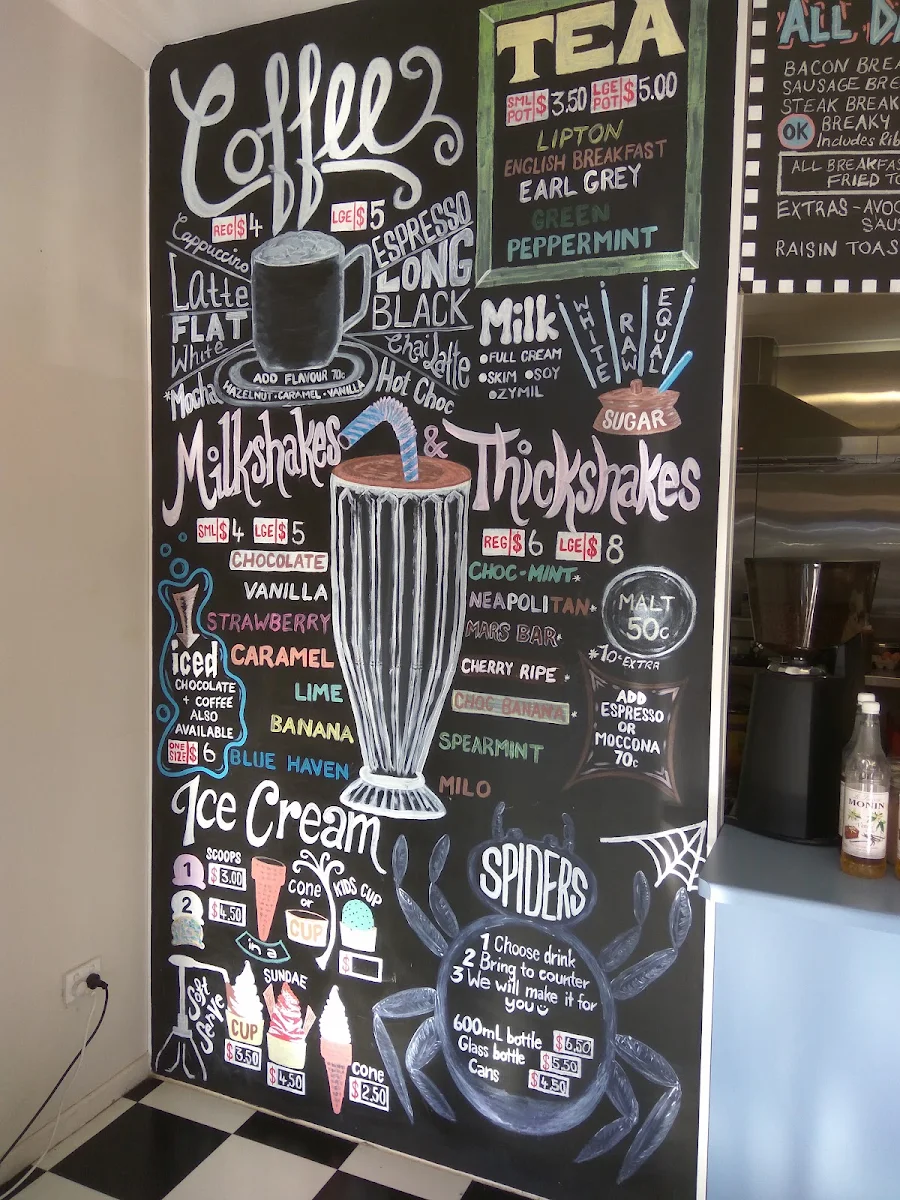 Menu, OK MILK BAR
