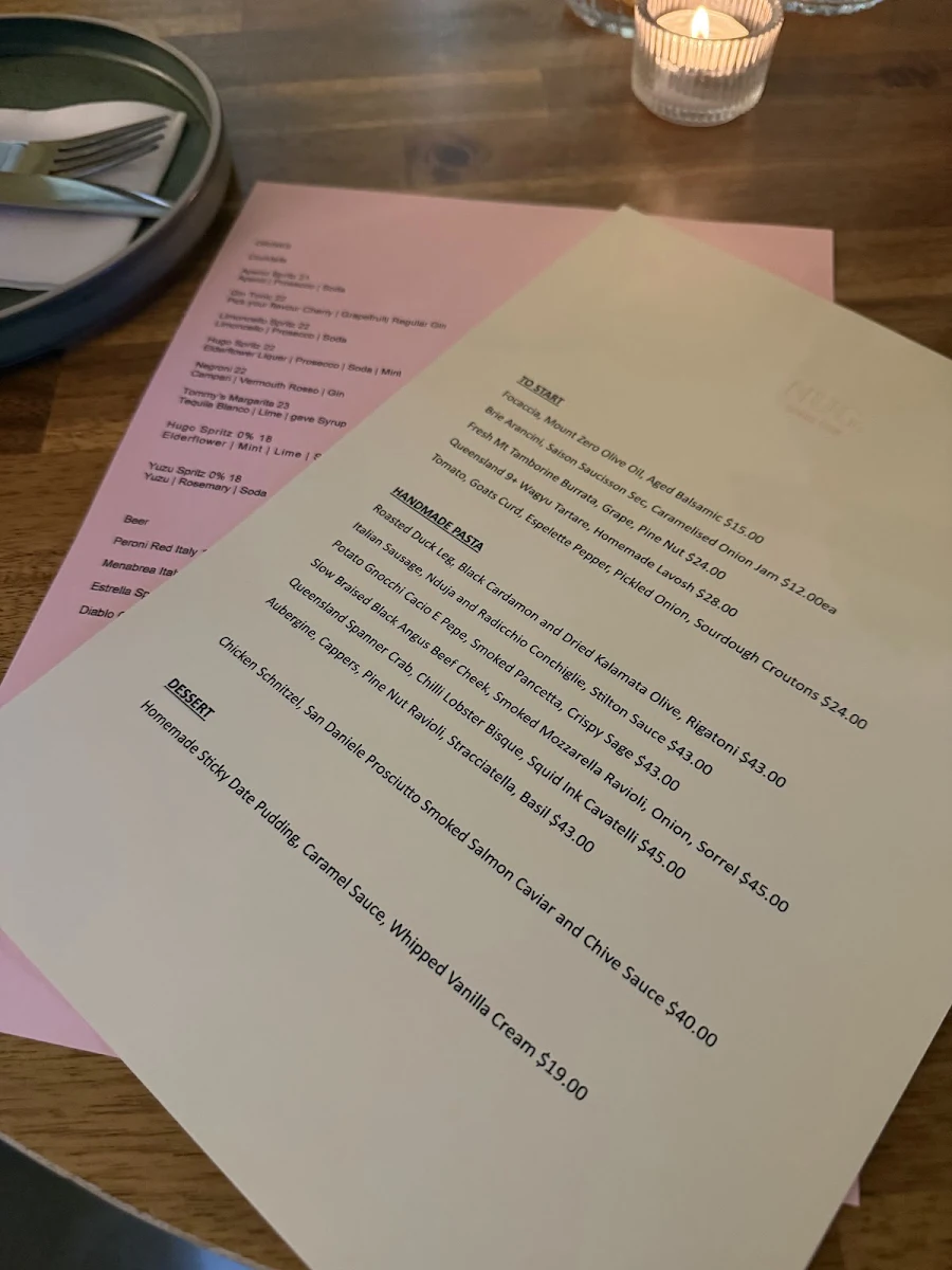Menu, NUG. General Store
