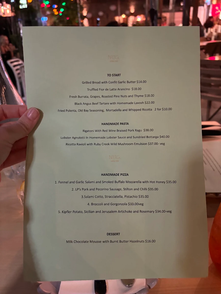 Menu, NUG. General Store