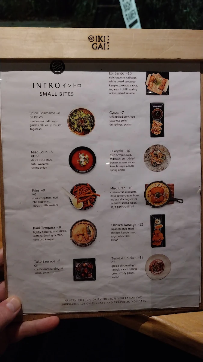 Menu, Ikigai Ramen