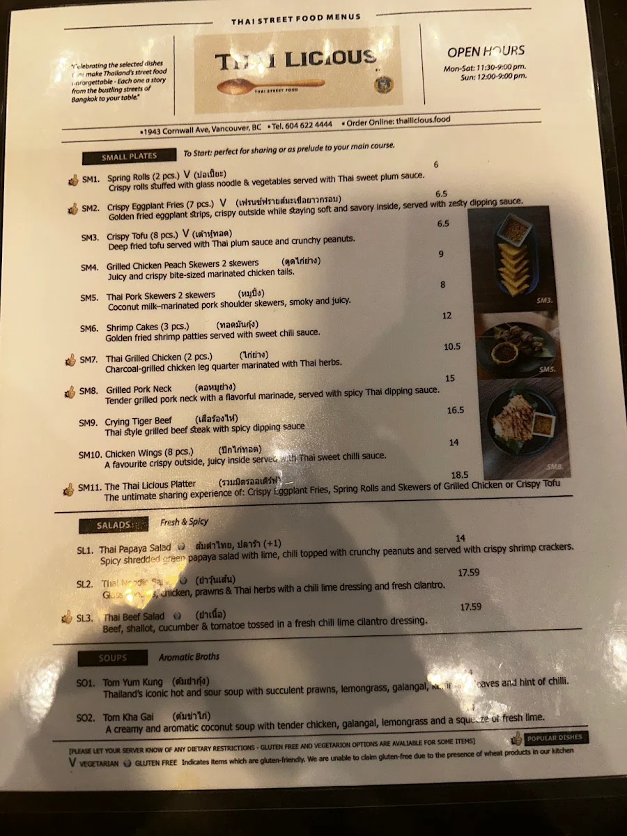 Menu, ThaiLicious