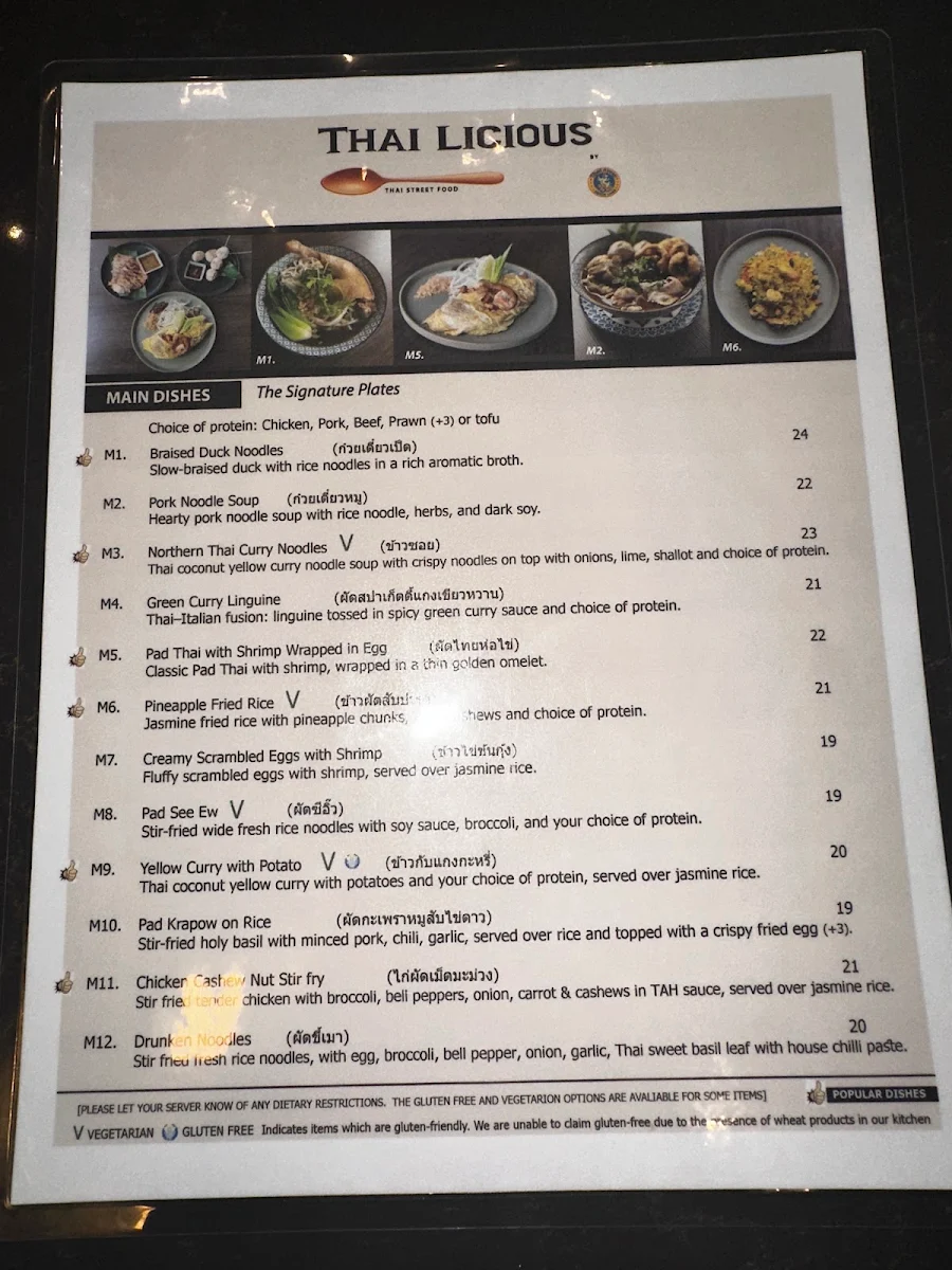 Menu, ThaiLicious