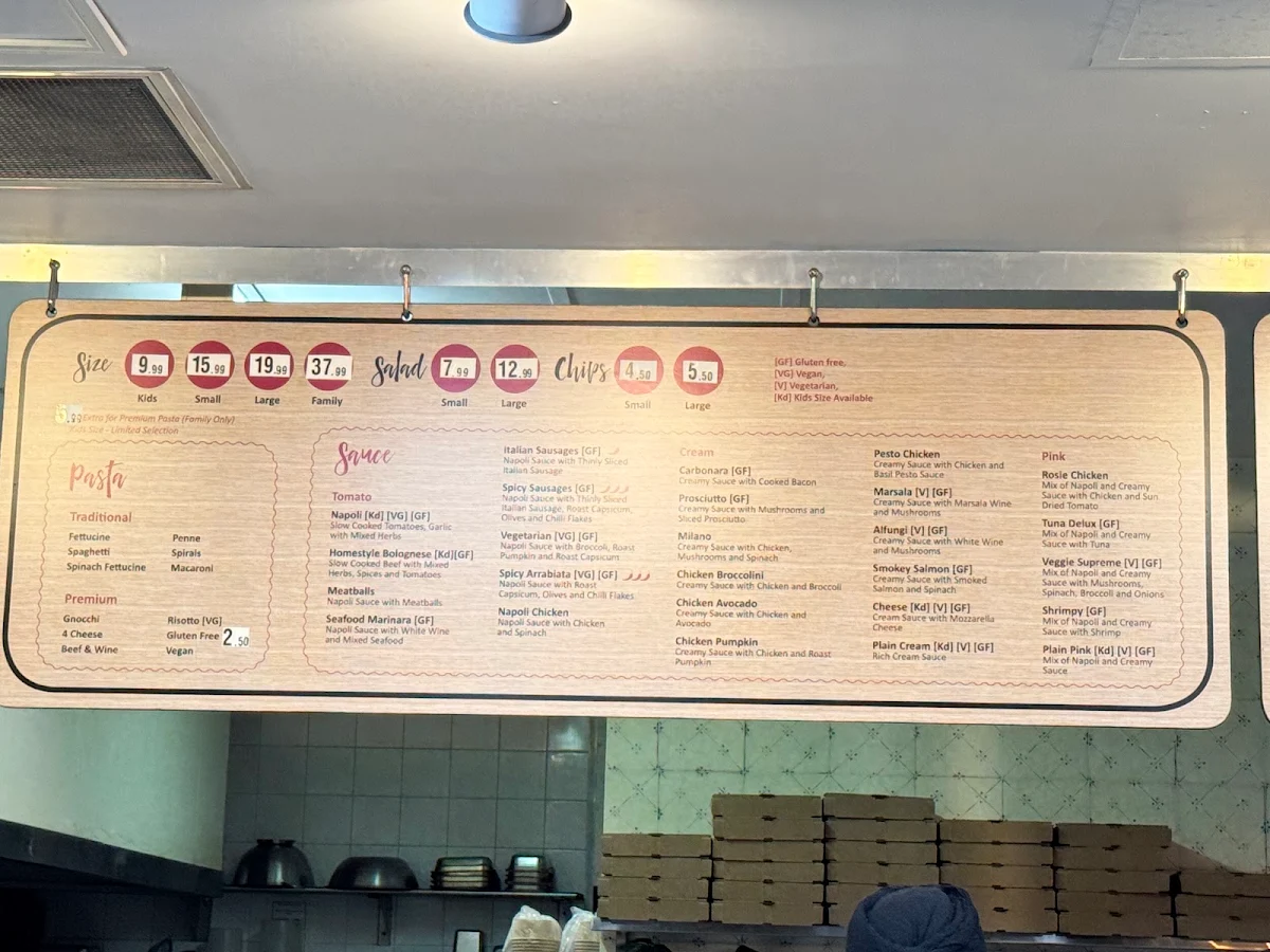 Menu, Pasta Express