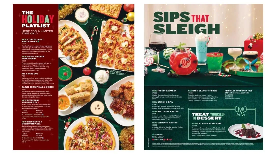 Menu, Boston Pizza Orangeville