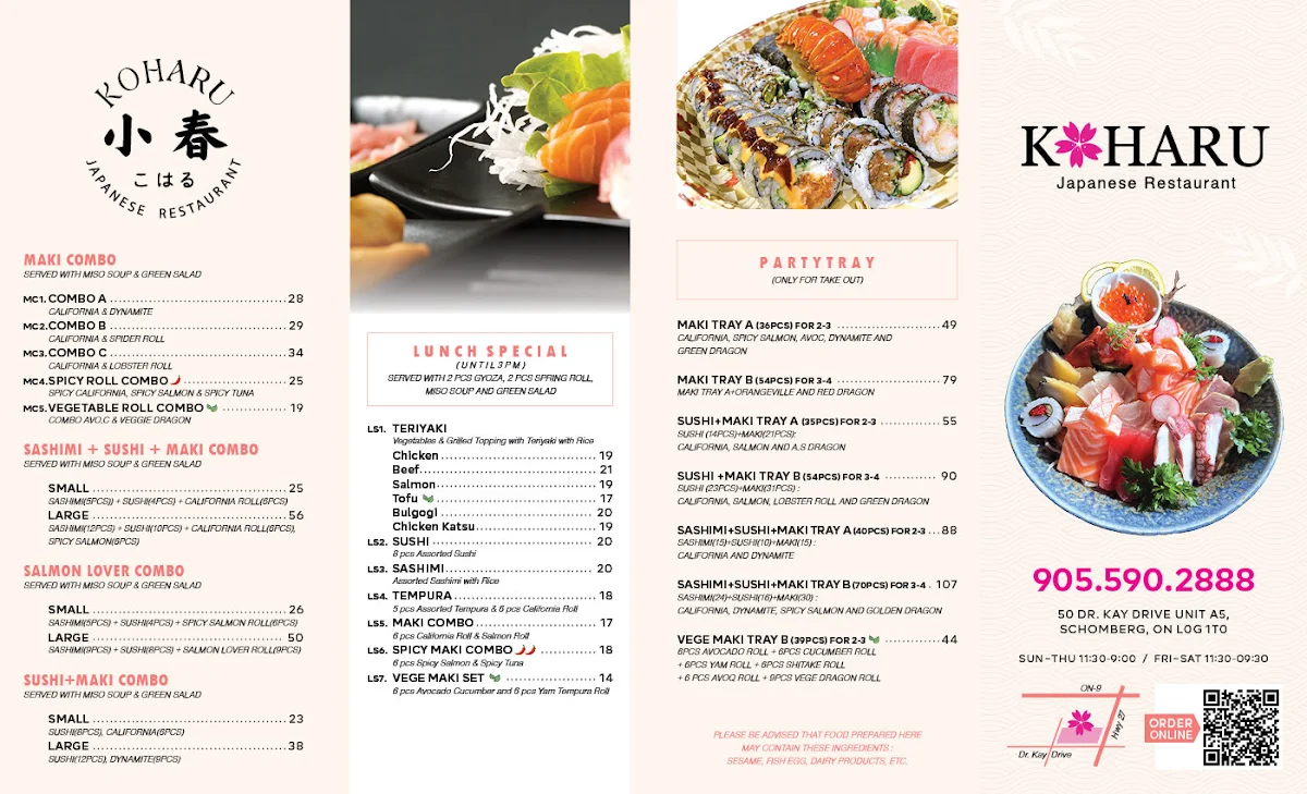 Menu, KOHARU Japanese Restaurant