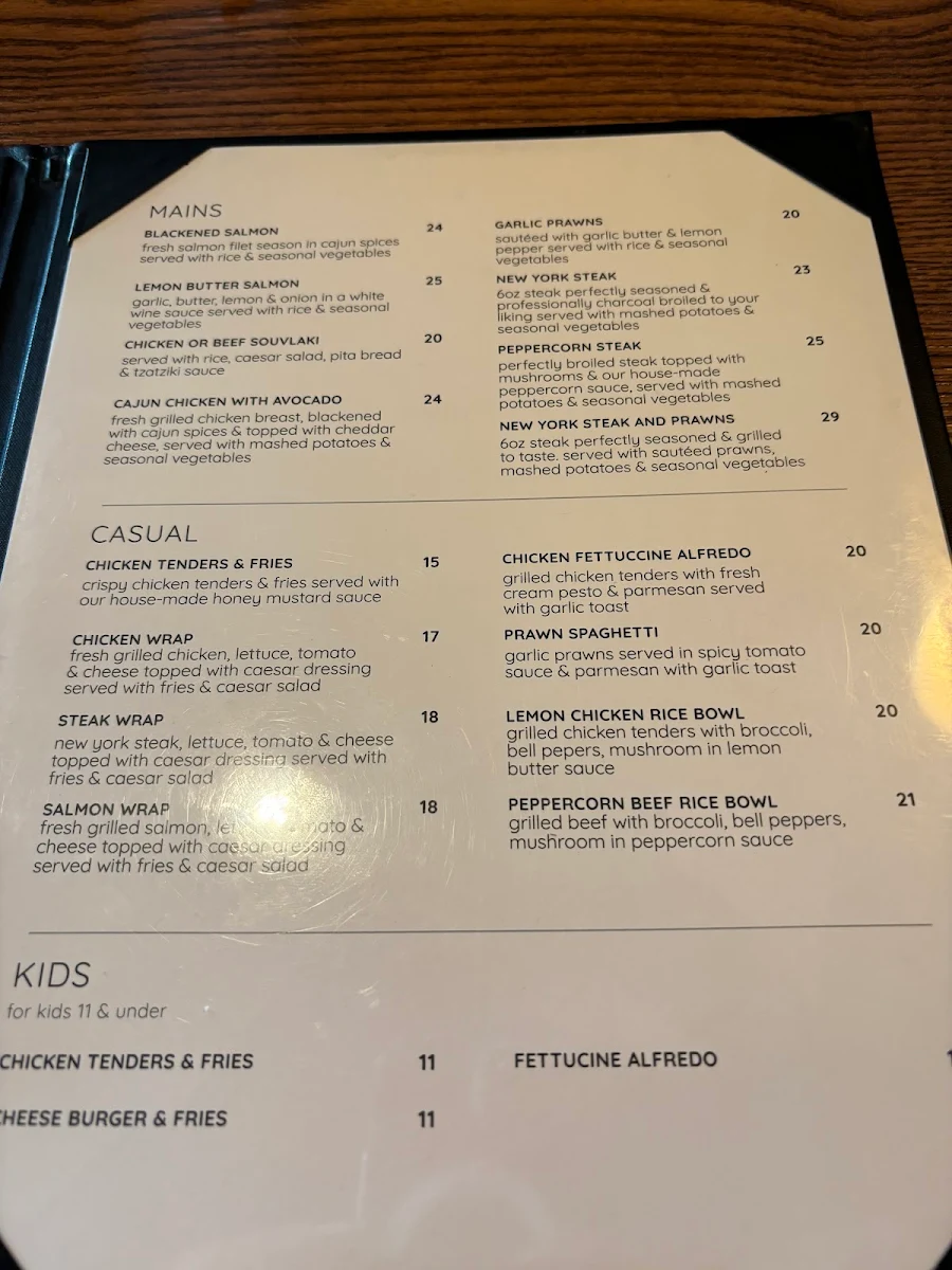 Menu, TWO STONES GRILL