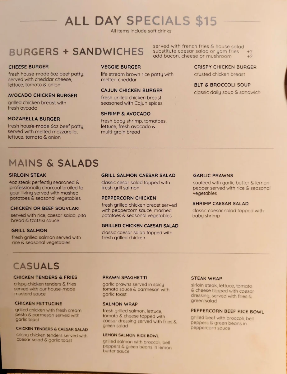Menu, TWO STONES GRILL