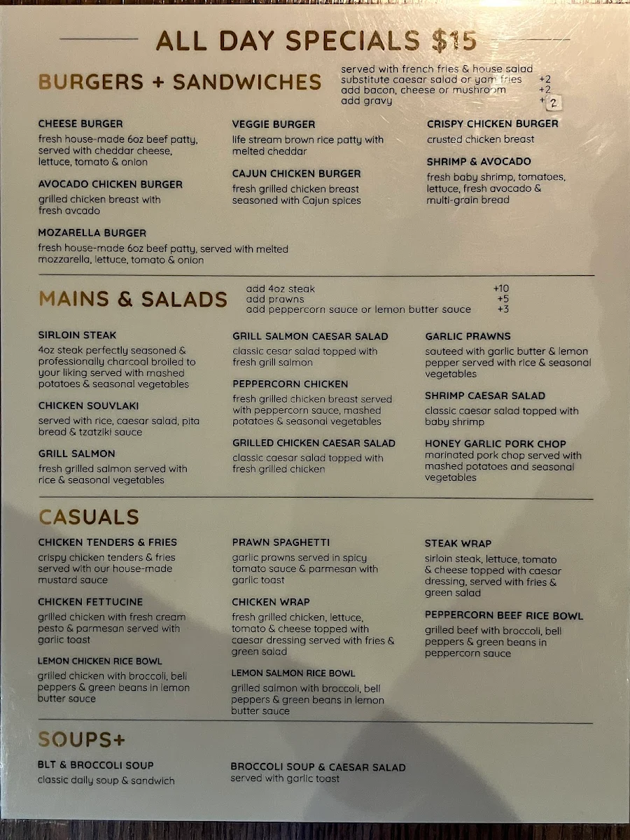 Menu, TWO STONES GRILL