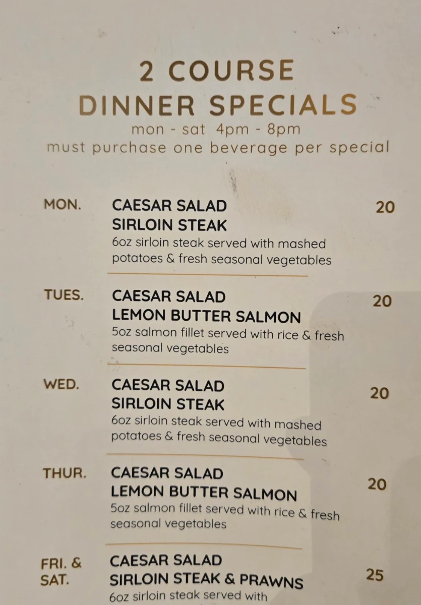 Menu, TWO STONES GRILL