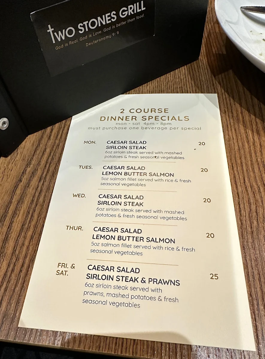 Menu, TWO STONES GRILL