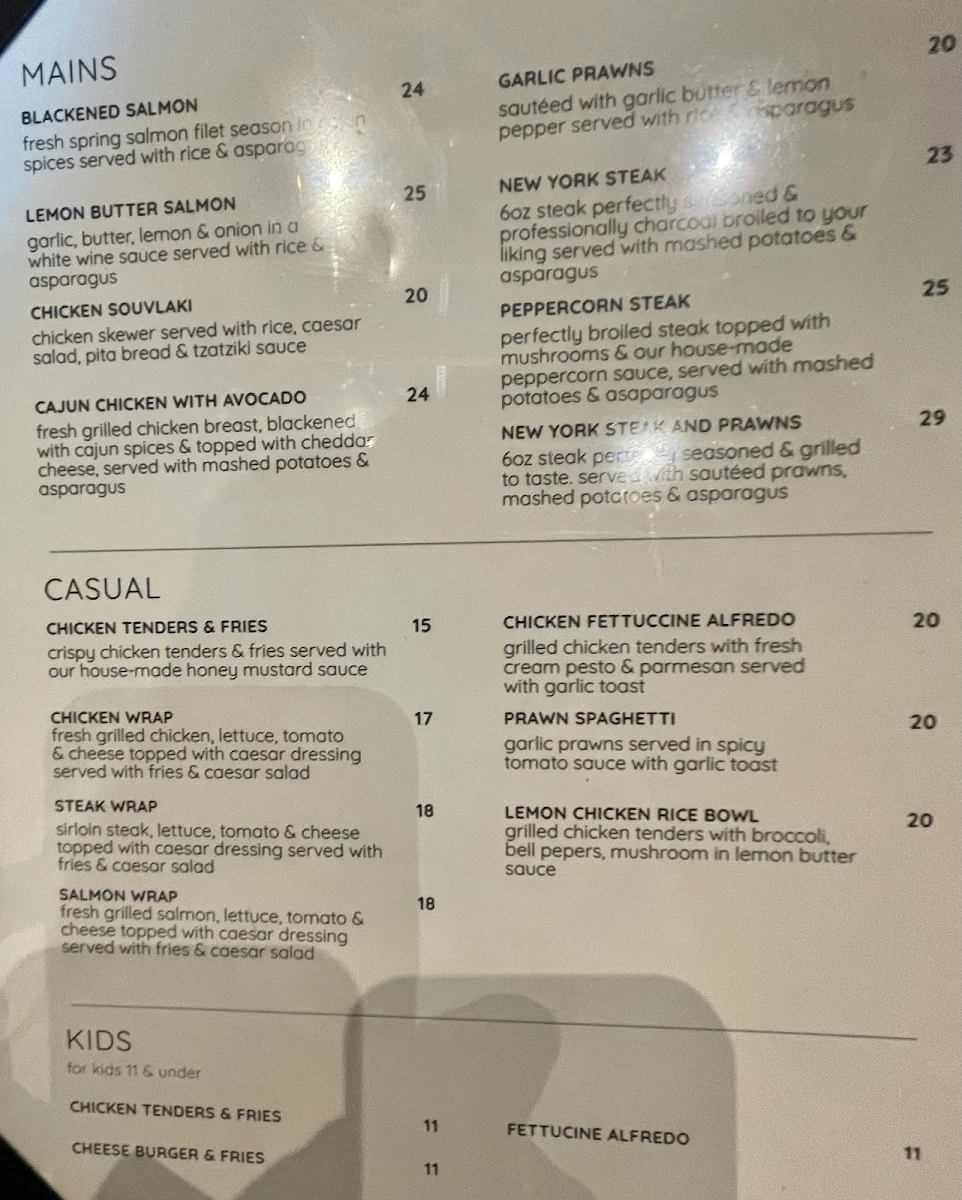 Menu, TWO STONES GRILL