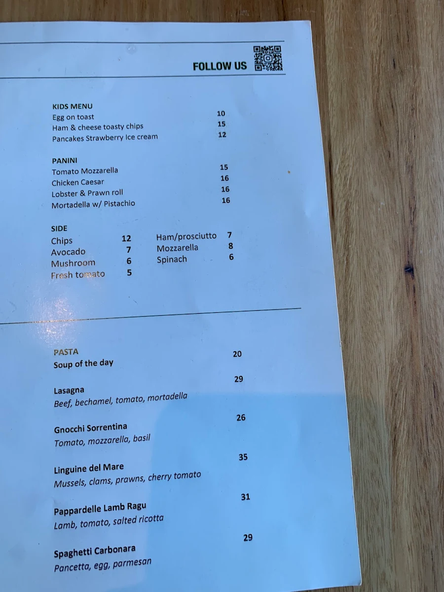 Menu, Aromi Restaurant