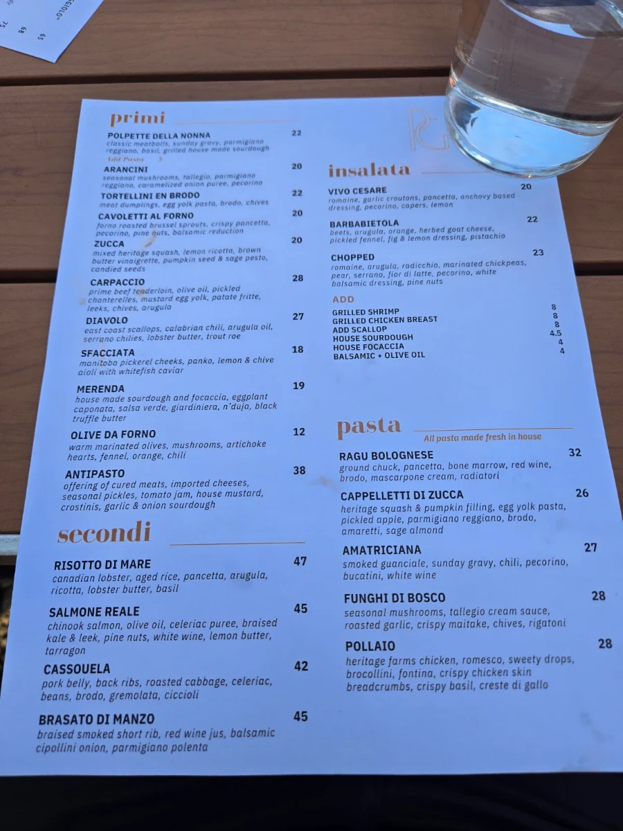 Menu, Pizzeria Gusto