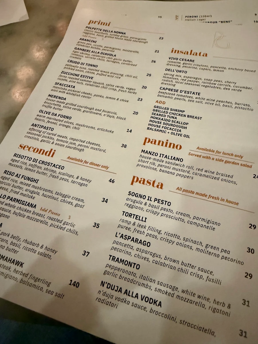 Menu, Pizzeria Gusto