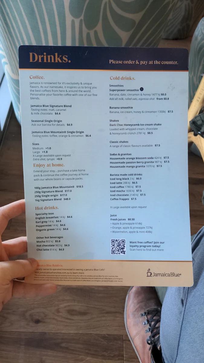 Menu, Jamaica Blue Baldivis