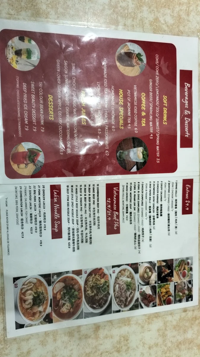 Menu, Hong Vietnamese Kitchen