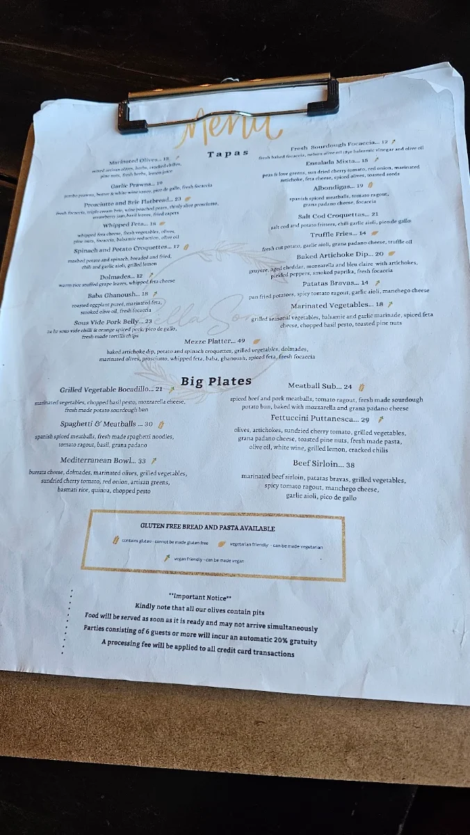 Menu, Bella Soriah