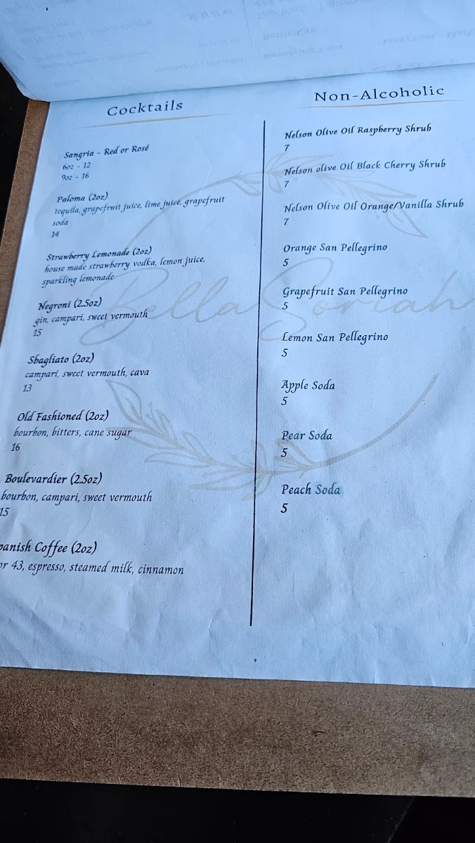 Menu, Bella Soriah