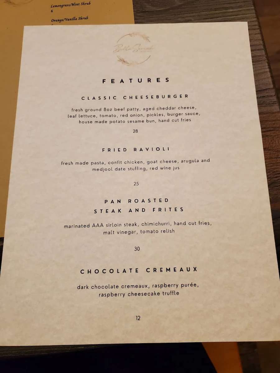 Menu, Bella Soriah