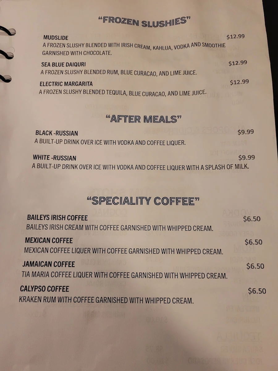 Menu, Pesto's