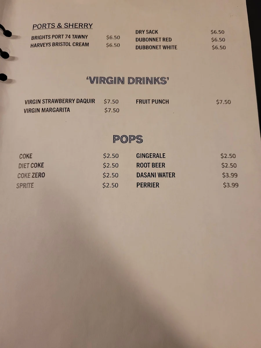 Menu, Pesto's