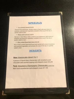 Menu, Pesto's