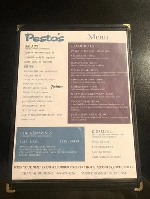 Menu, Pesto's