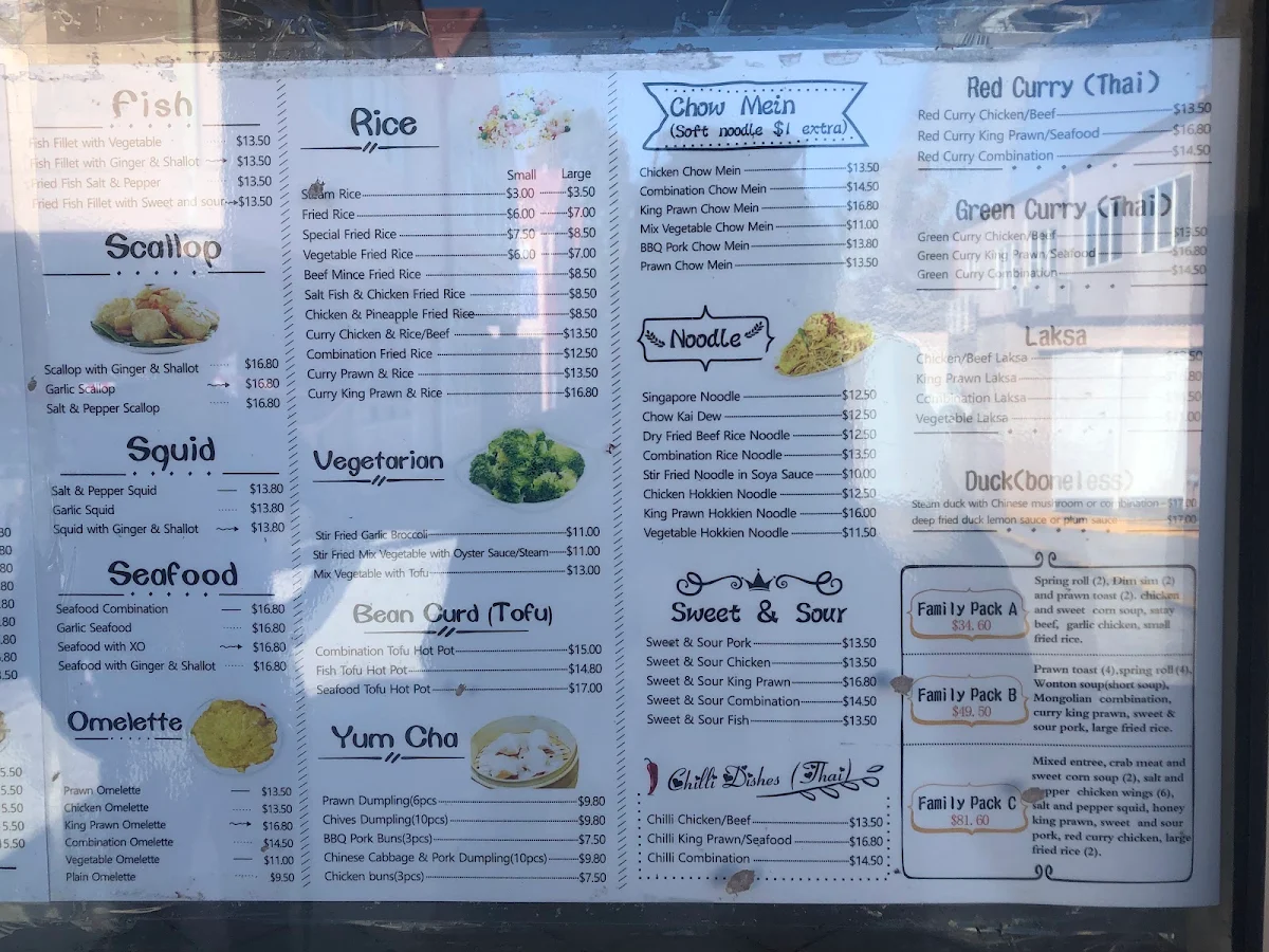 Menu, Menai Chinese Takeaway