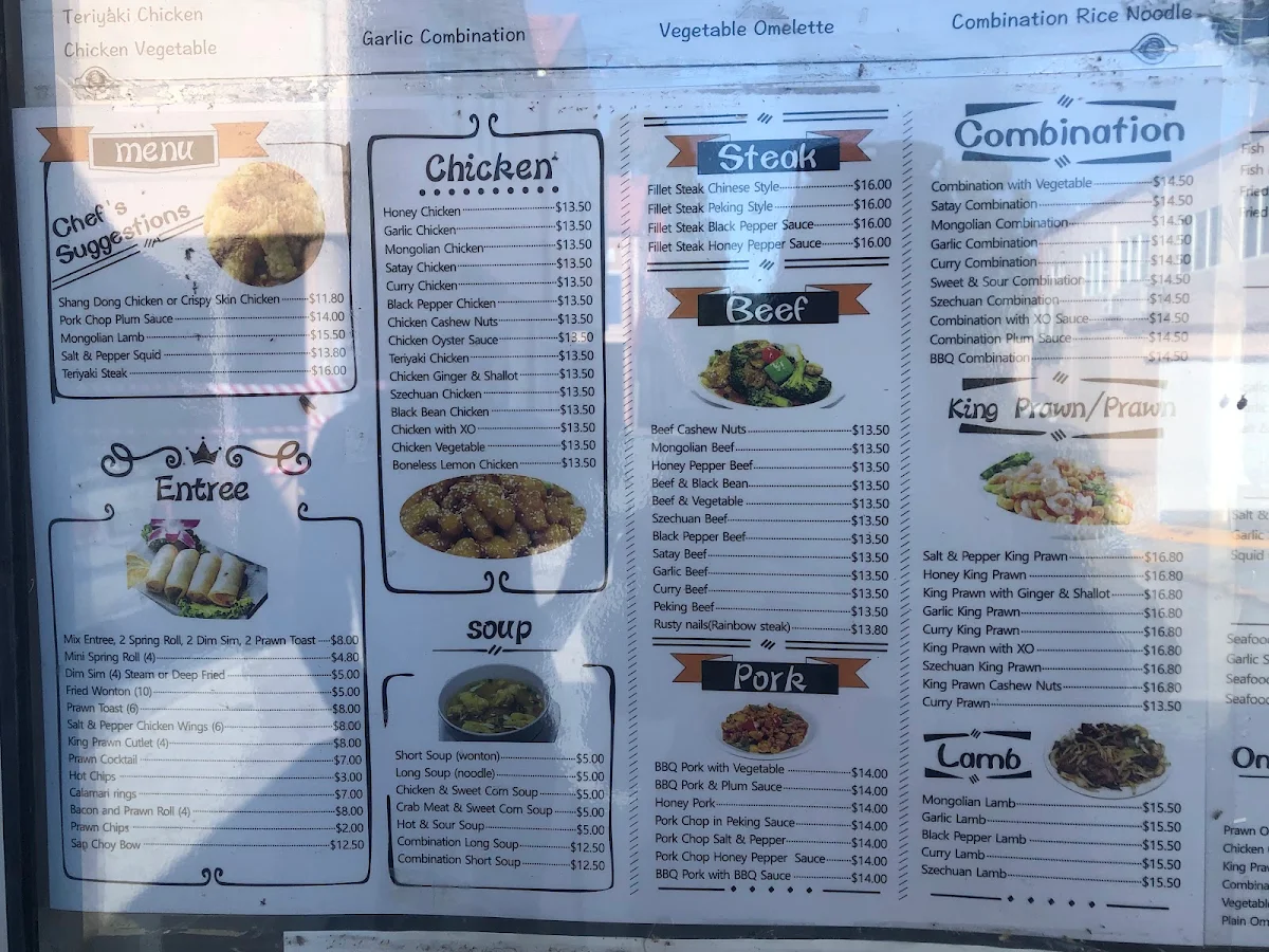Menu, Menai Chinese Takeaway
