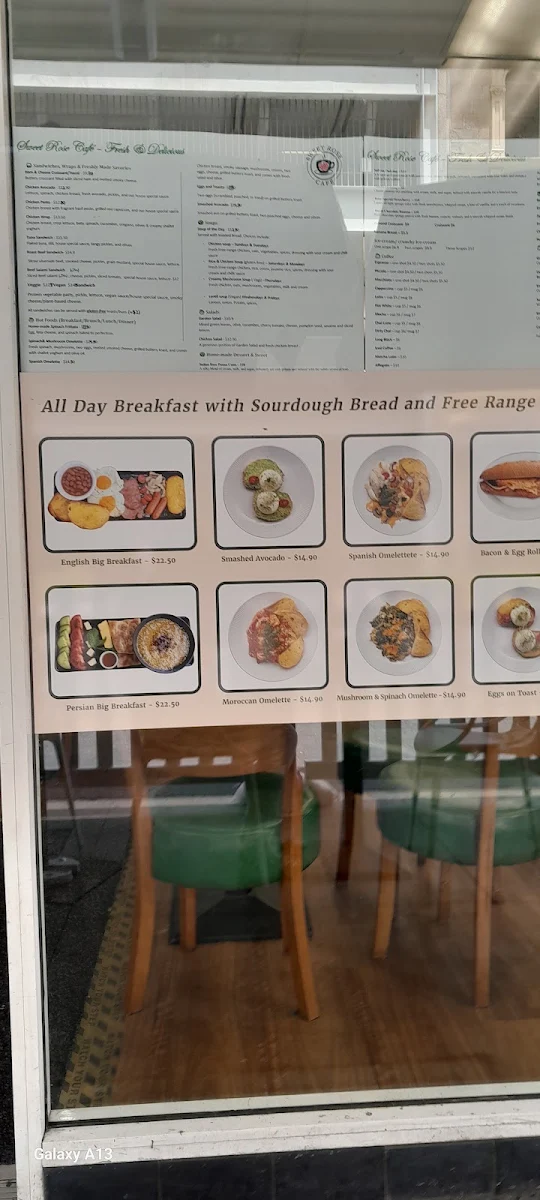 Menu, Sweet Rose Café