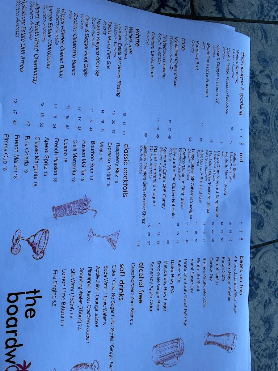 Menu, The Boardwalk @ DQ