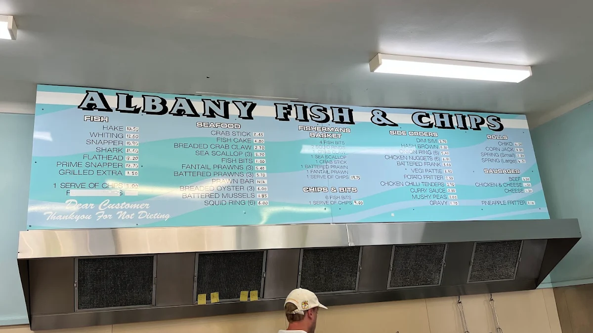 Menu, Albany Fish & Chips