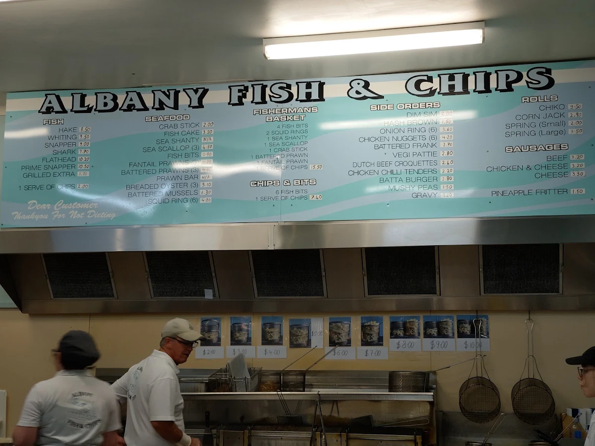 Menu, Albany Fish & Chips