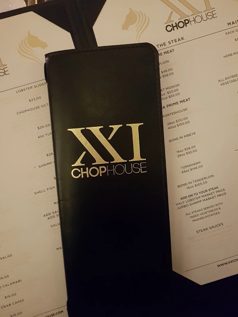 Menu, XXI Chophouse