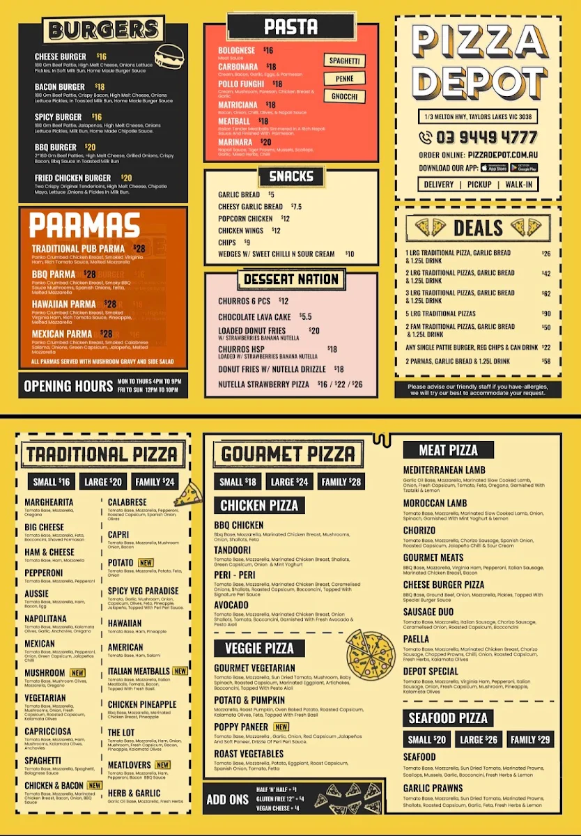 Menu, Pizza Depot Taylors LAkes -pizza near you