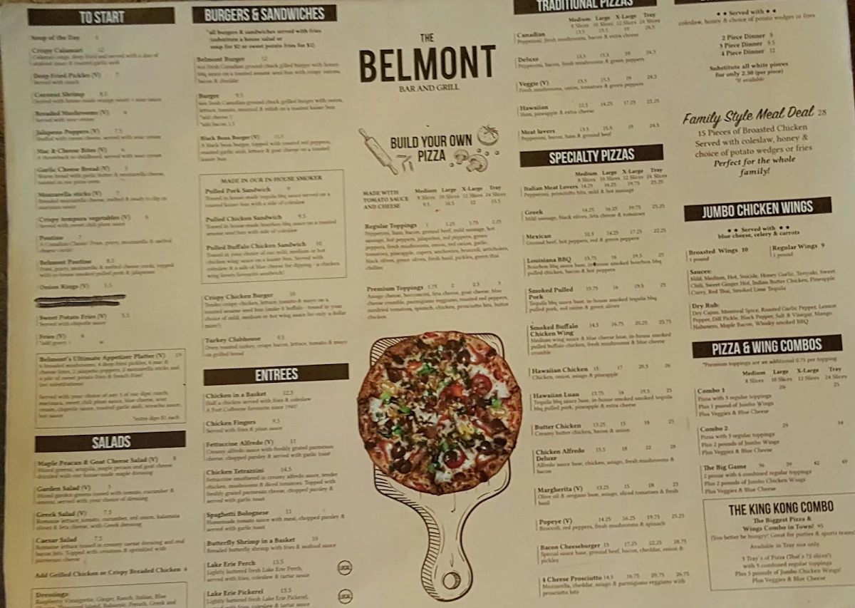 Menu, The Belmont Port Colborne