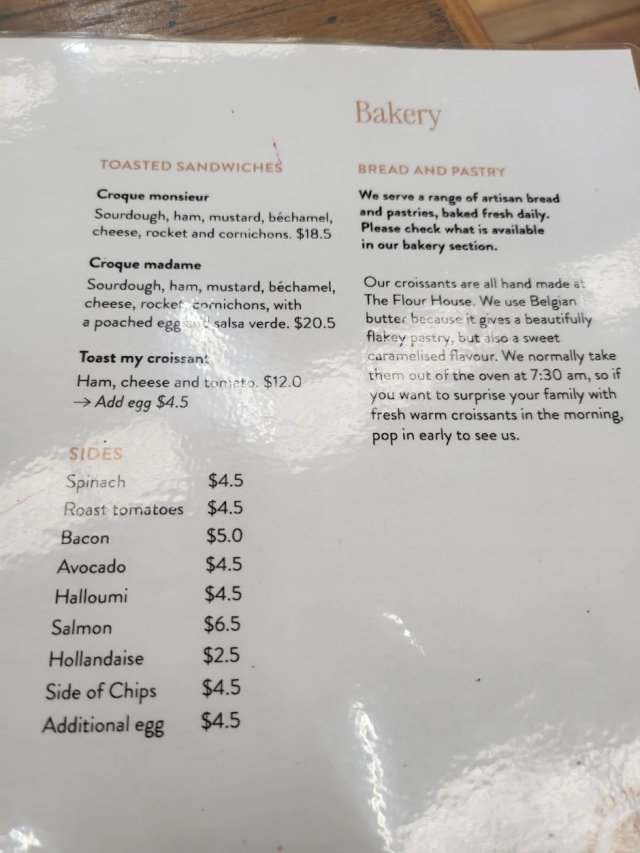 Menu, The Flour House Bakery