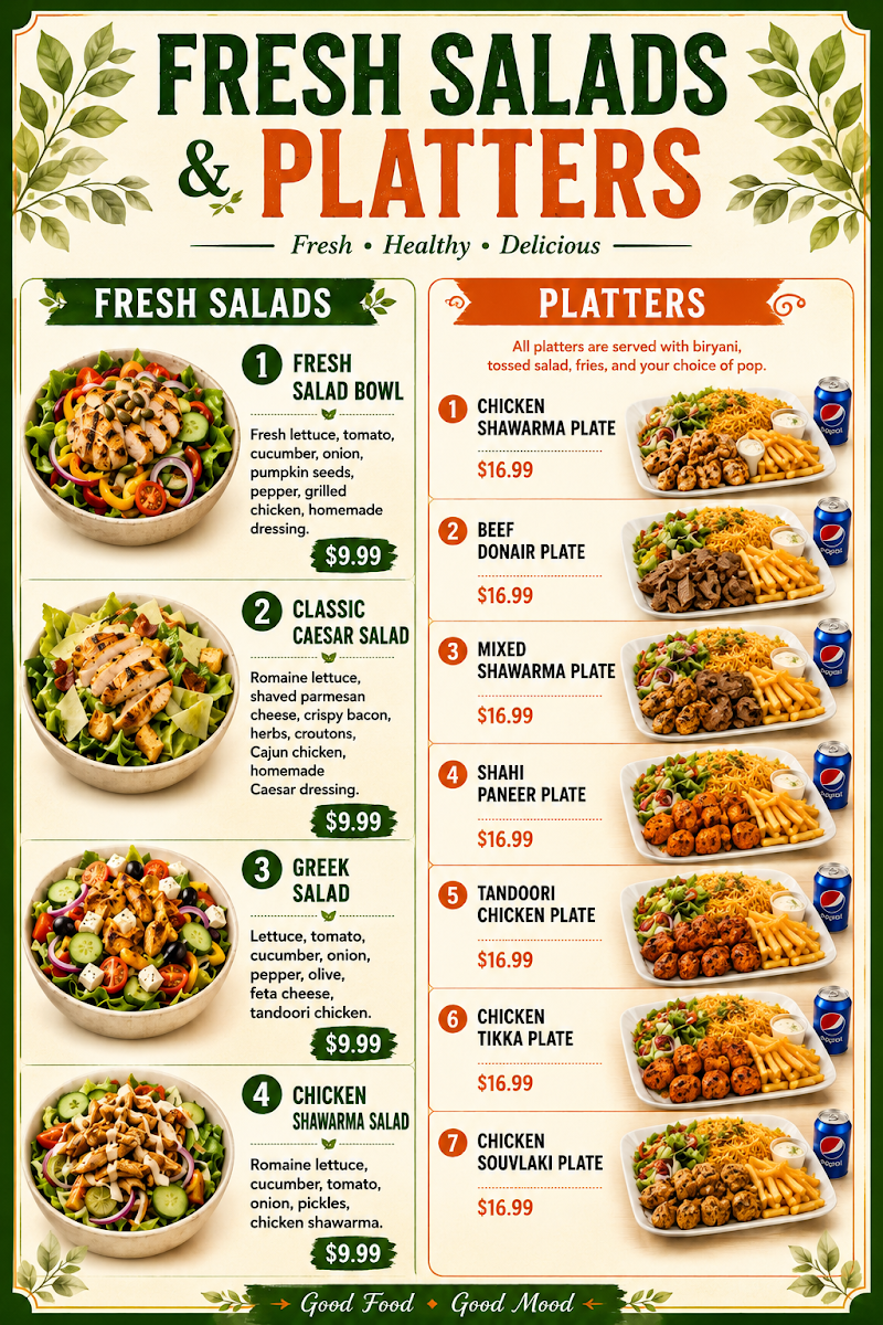 Menu, Grand House Restaurant- Parkland Mall