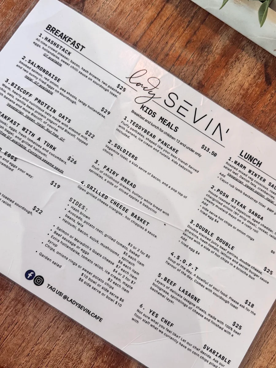 Menu, Lady Sevin