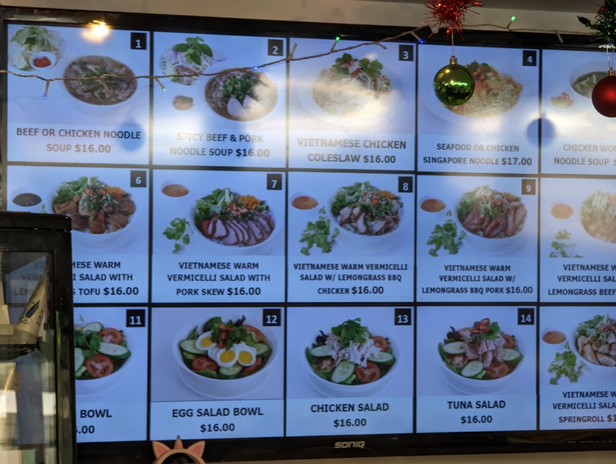 Menu, Vintam's Café