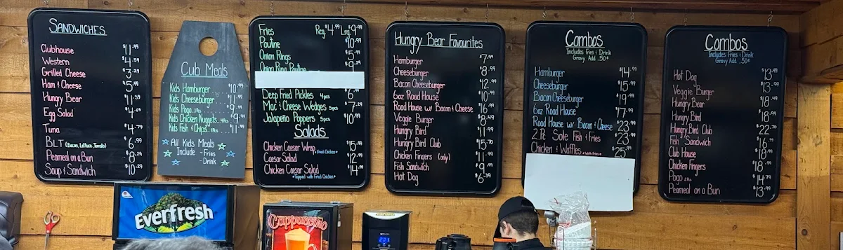 Menu, Hungry Bear Restaurant