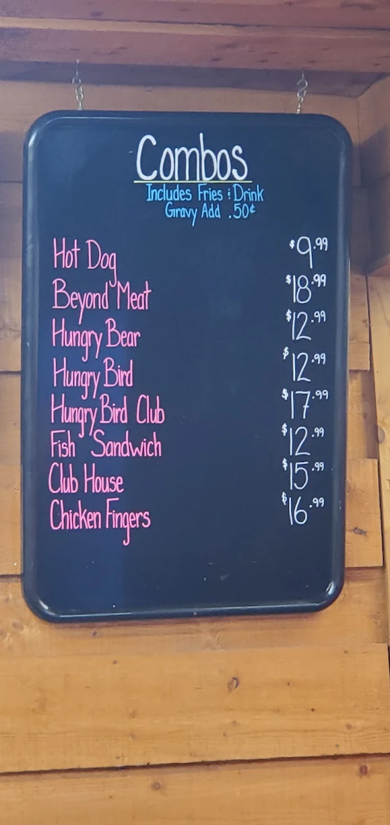 Menu, Hungry Bear Restaurant