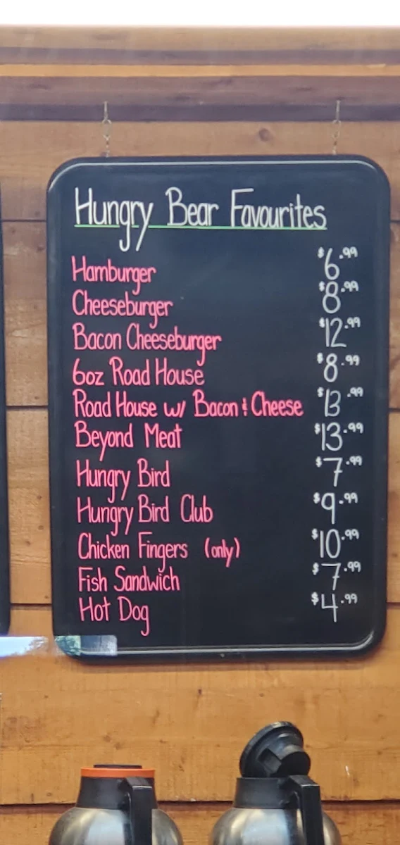 Menu, Hungry Bear Restaurant